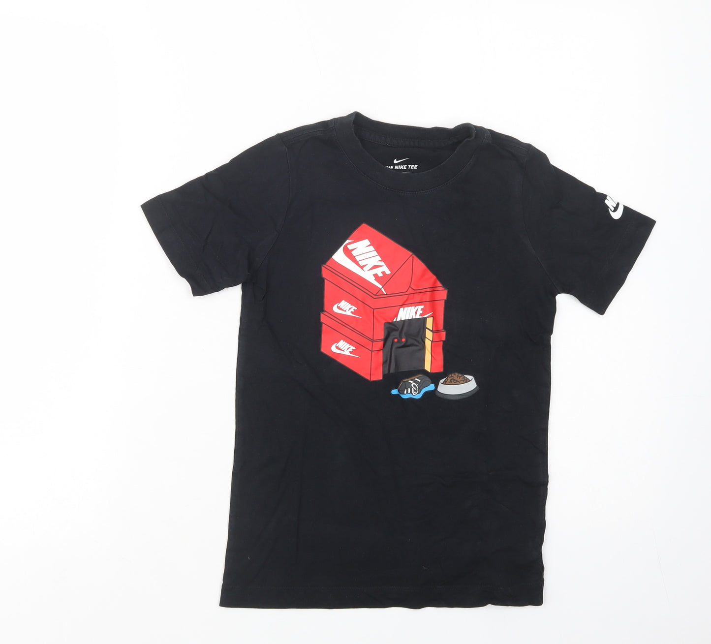 Nike Boys Black  Cotton Pullover T-Shirt Size 8-9 Years Crew Neck Pullover