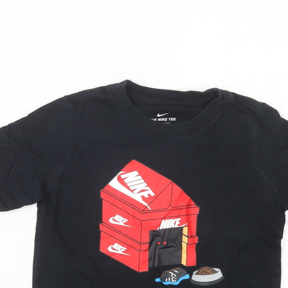 Nike Boys Black  Cotton Pullover T-Shirt Size 8-9 Years Crew Neck Pullover