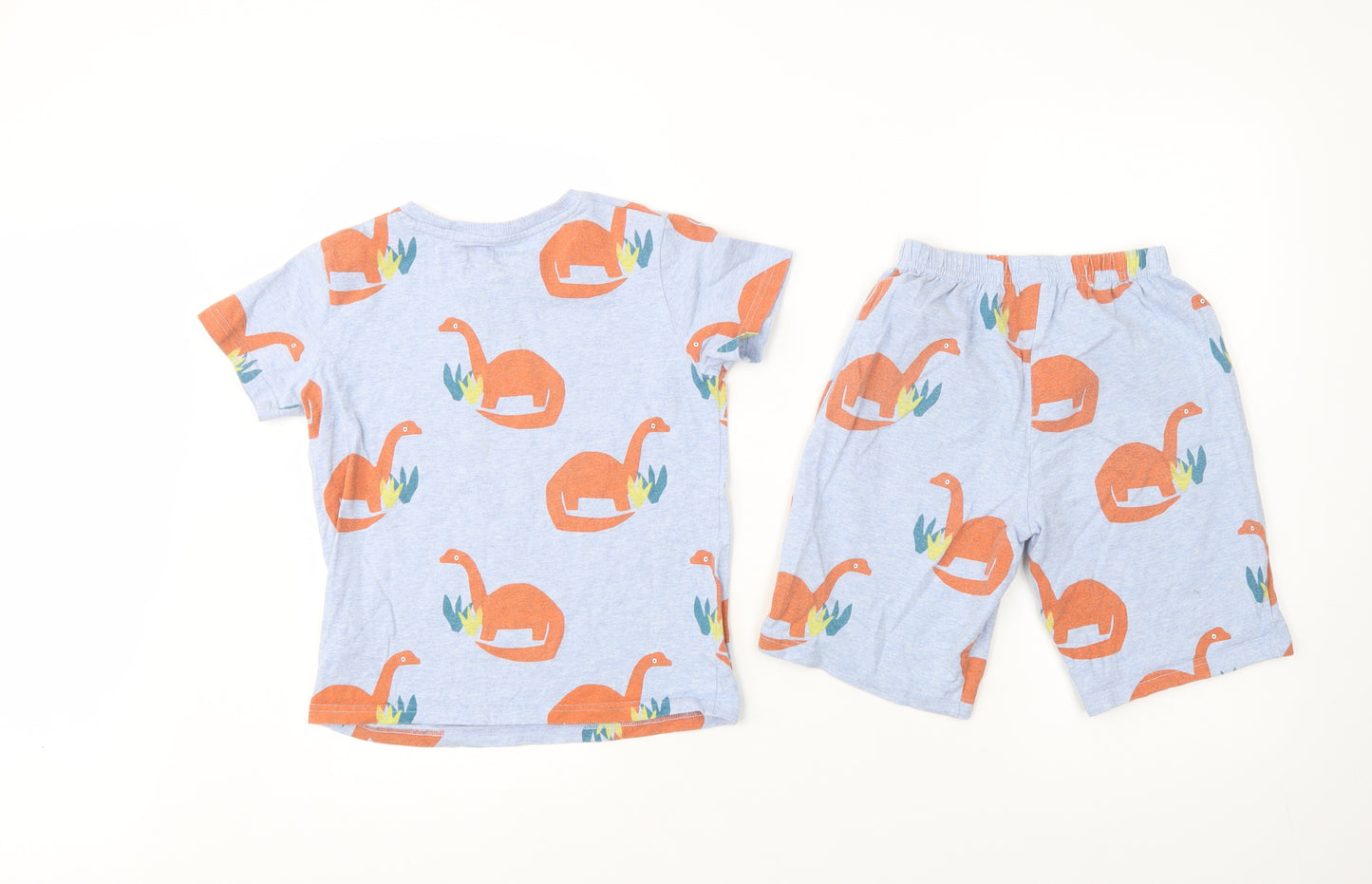 NEXT Boys Blue Geometric Cotton  Pyjama Set Size 7-8 Years  Pullover - Dinosaur Print