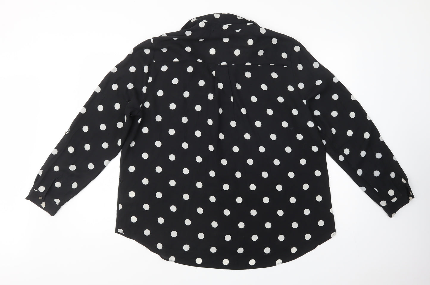 Primark Womens Black Polka Dot Polyester Basic Button-Up Size 20 Collared