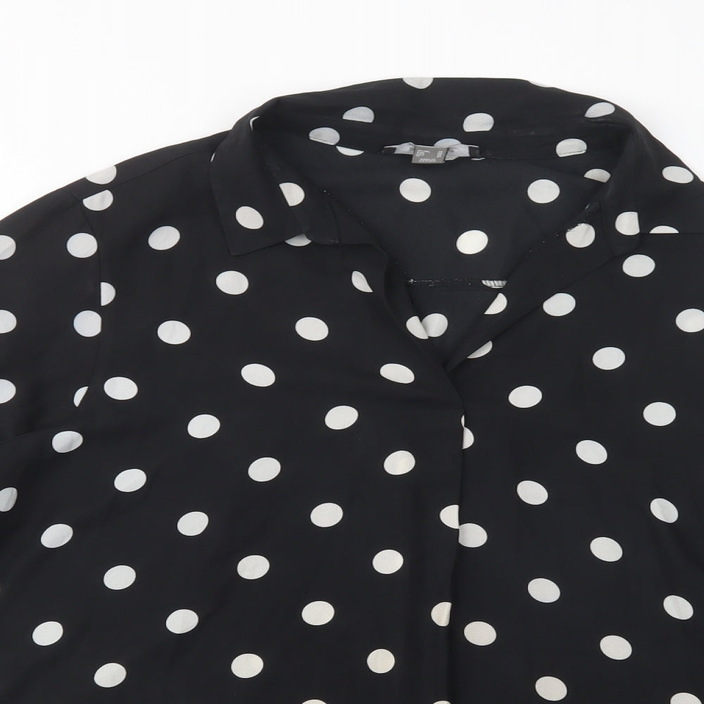 Primark Womens Black Polka Dot Polyester Basic Button-Up Size 20 Collared