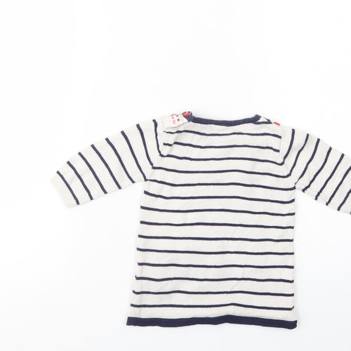 Marks and Spencer Baby White Striped Cotton Pullover Jumper Size 3-6 Months  Button