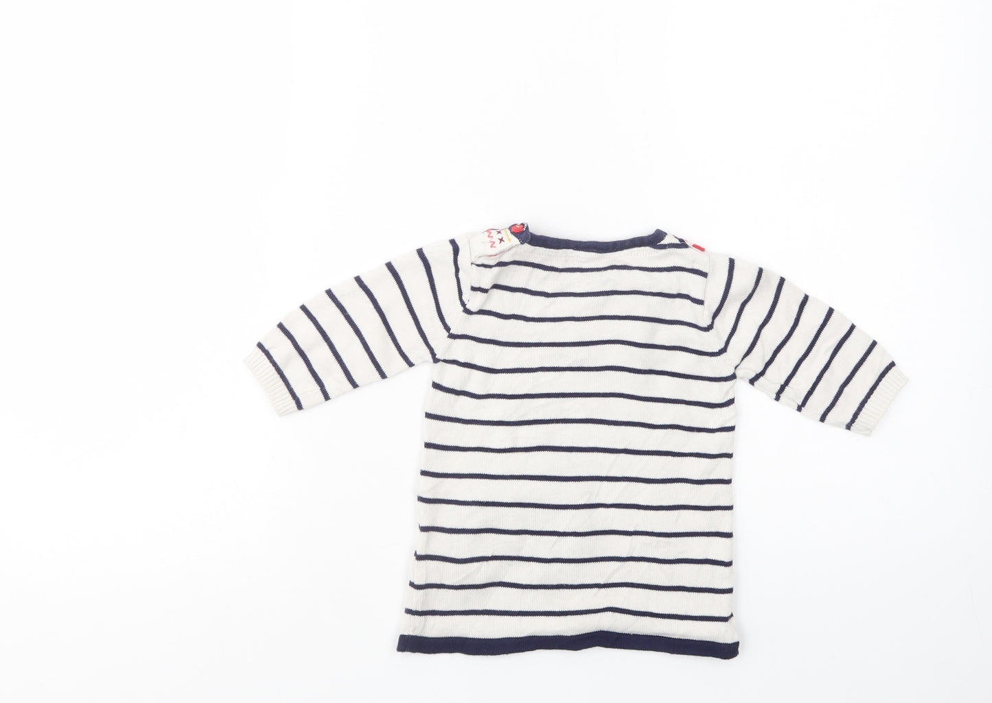 Marks and Spencer Baby White Striped Cotton Pullover Jumper Size 3-6 Months  Button