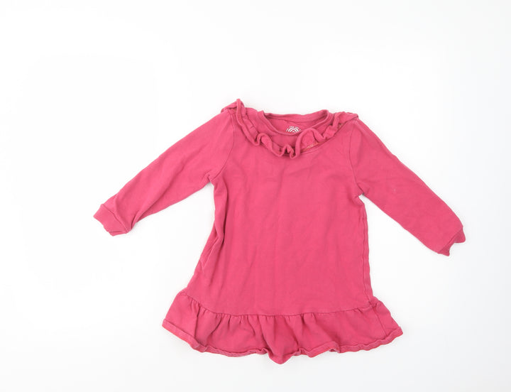 F&F Girls Pink  Cotton Tunic Sweatshirt Size 5-6 Years  Pullover