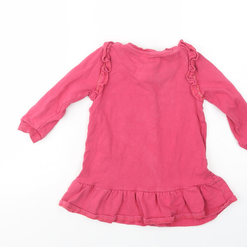 F&F Girls Pink  Cotton Tunic Sweatshirt Size 5-6 Years  Pullover