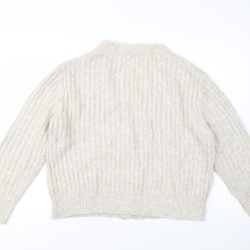 Marks and Spencer Womens Beige V-Neck  Acrylic Cardigan Jumper Size M