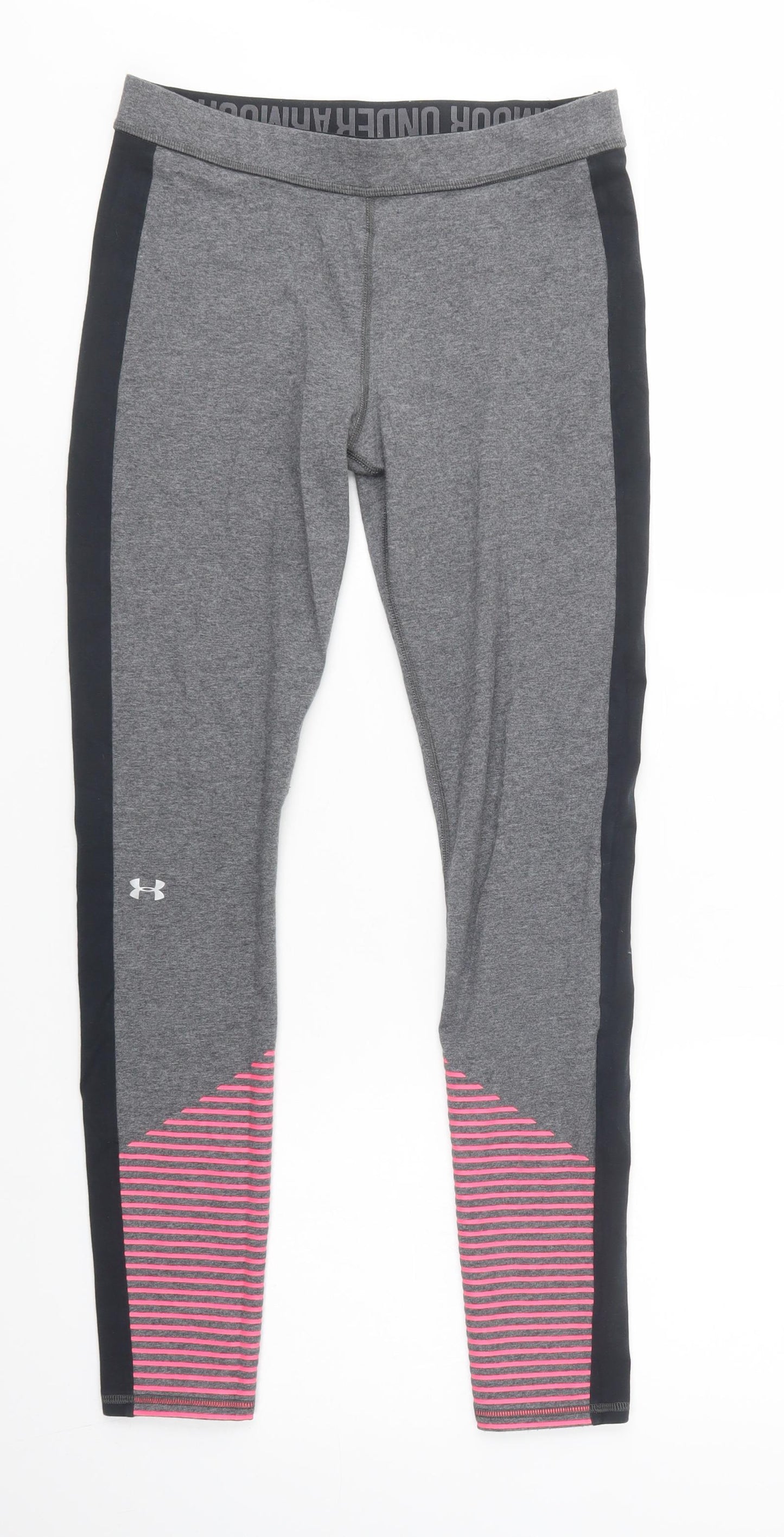 Under armour Womens Grey Striped Cotton Compression Leggings Size S L29 in Regular