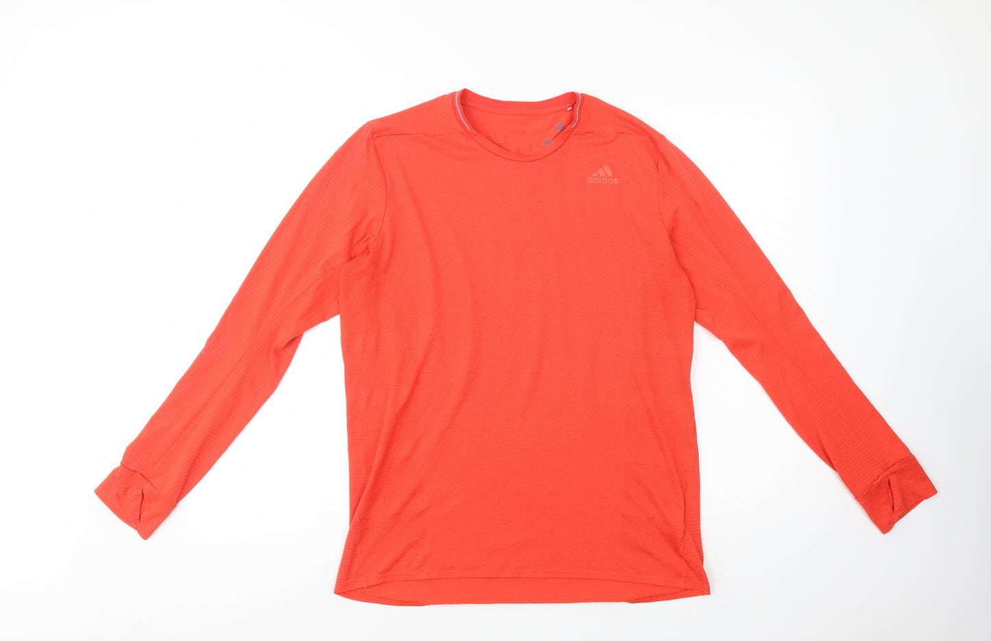 adidas Mens Orange  Polyester Pullover T-Shirt Size M Crew Neck Pullover