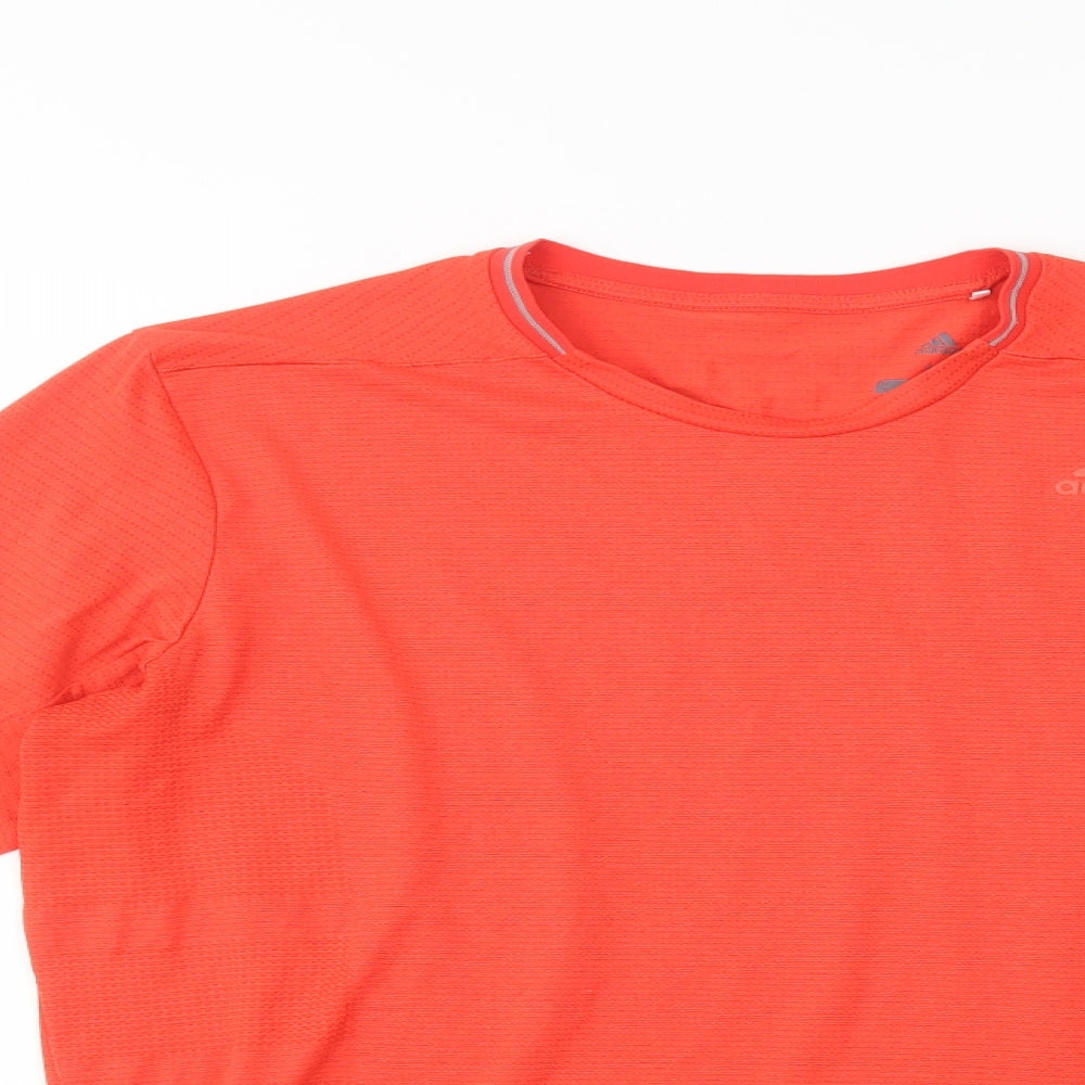 adidas Mens Orange  Polyester Pullover T-Shirt Size M Crew Neck Pullover