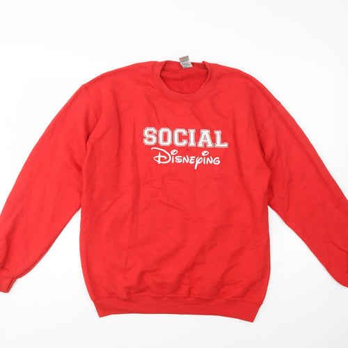 Gildan Womens Red  Cotton Pullover Sweatshirt Size M  Pullover - Social Disneying
