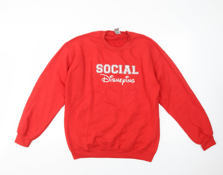 Gildan Womens Red Cotton Pullover Sweatshirt Size M Pullover - Social Disneying