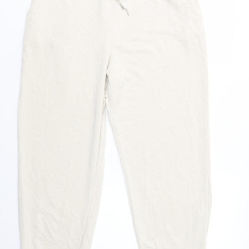 Dunnes Stores Womens Ivory  Polyester Jogger Trousers Size M L32 in Regular Drawstring