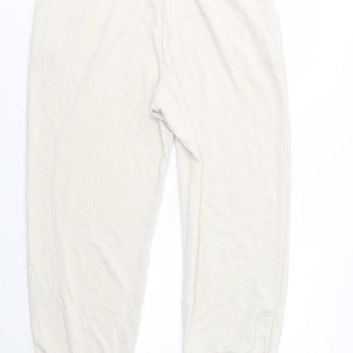 Dunnes Stores Womens Ivory  Polyester Jogger Trousers Size M L32 in Regular Drawstring