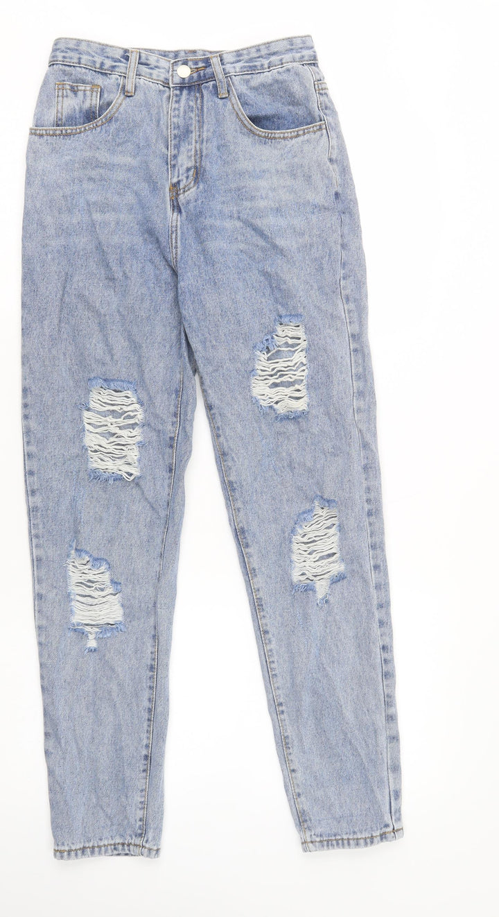 SheIn Womens Blue  Camel Boyfriend Jeans Size XS L31 in Regular Button
