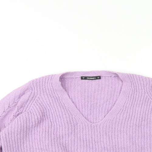 Dunnes Stores Womens Purple V-Neck  Acrylic Pullover Jumper Size S