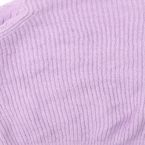 Dunnes Stores Womens Purple V-Neck  Acrylic Pullover Jumper Size S