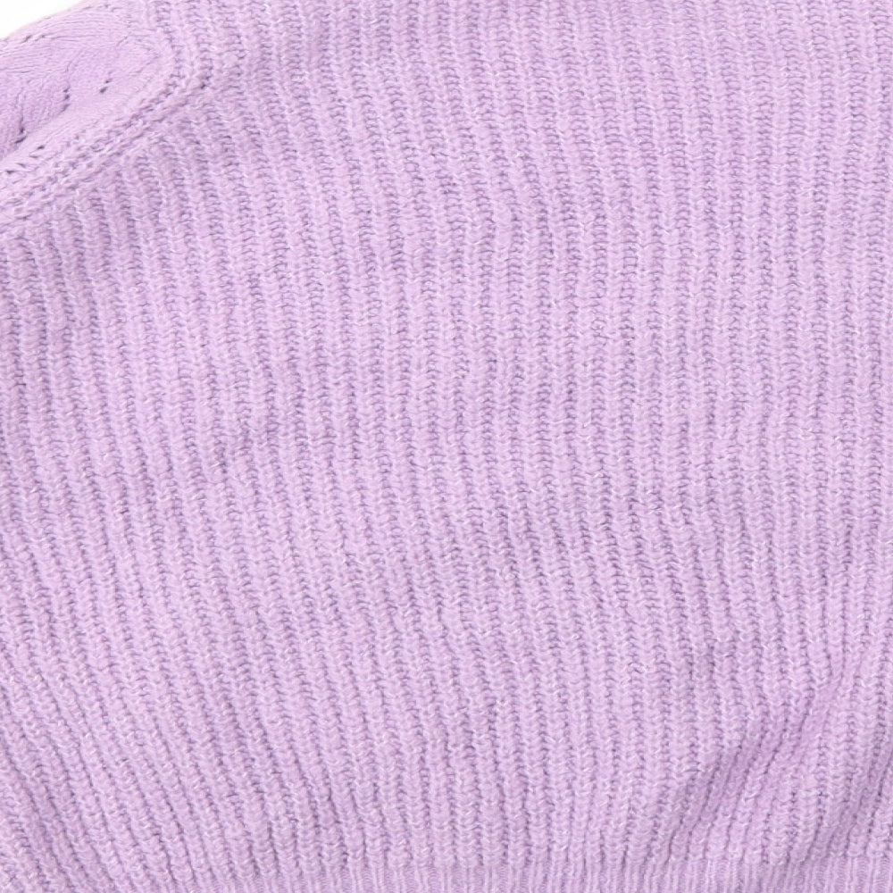 Dunnes Stores Womens Purple V-Neck  Acrylic Pullover Jumper Size S