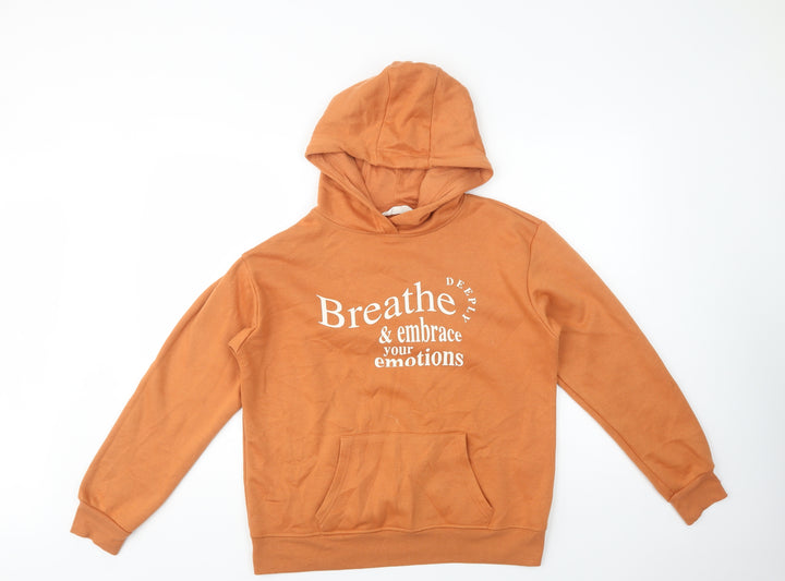 Primark Womens Orange Cotton Pullover Hoodie Size S Pullover - Breathe Deeply