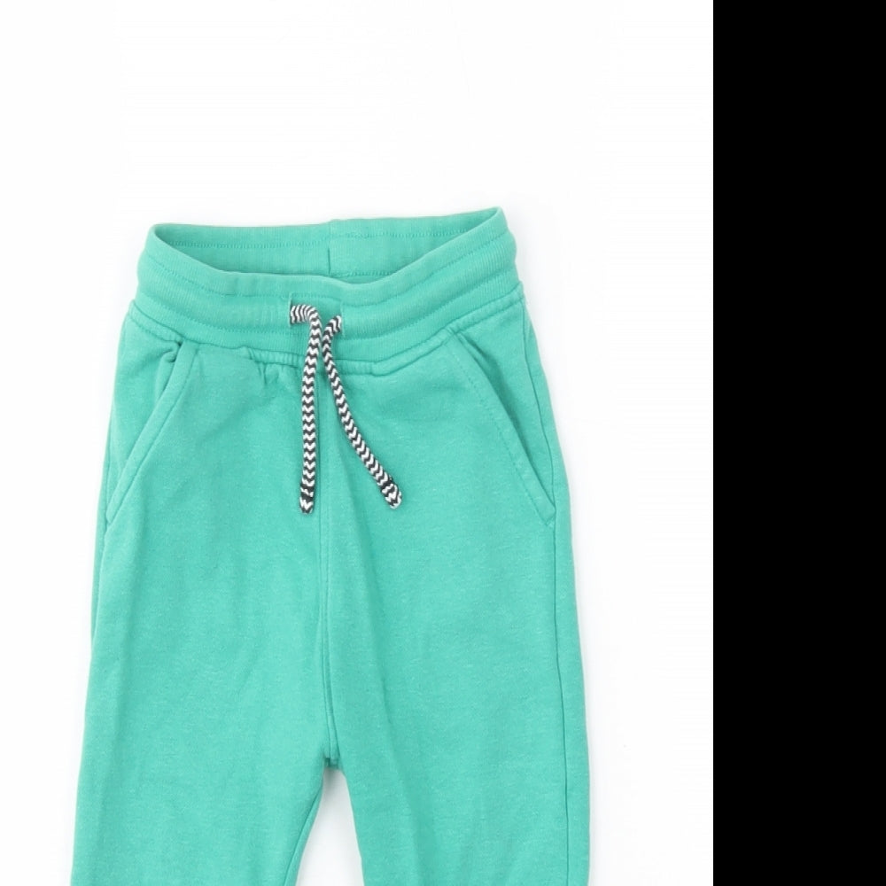 Matalan Girls Green  Cotton Jogger Trousers Size 3-4 Years  Regular Drawstring
