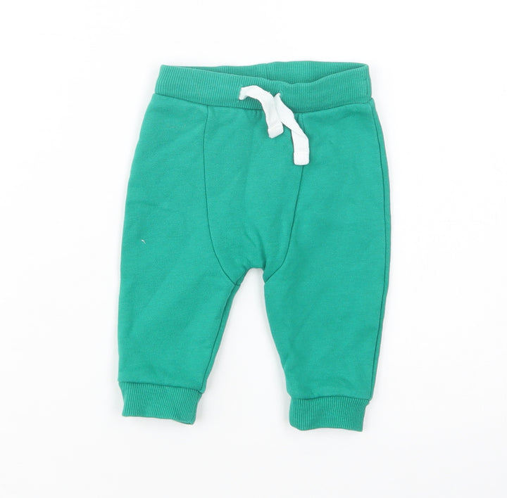 F&F Baby Green  Cotton Jogger Trousers Size 3-6 Months  Drawstring