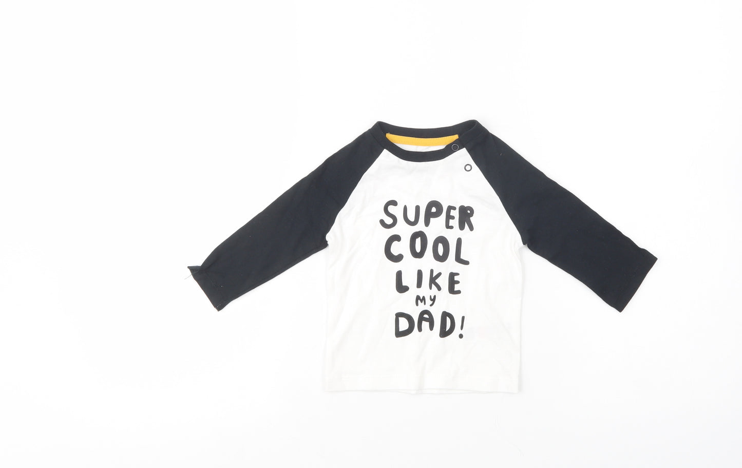 F&F Baby White Colourblock Cotton Basic T-Shirt Size 3-6 Months Crew Neck Pullover - Cool Like Dad