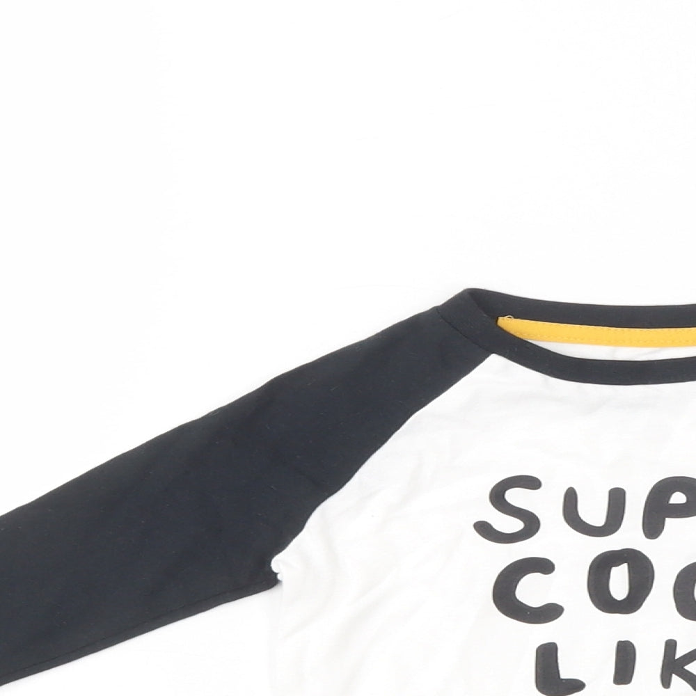 F&F Baby White Colourblock Cotton Basic T-Shirt Size 3-6 Months Crew Neck Pullover - Cool Like Dad