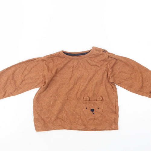 George Baby Brown  Cotton Pullover Blouse Size Newborn Crew Neck Pullover