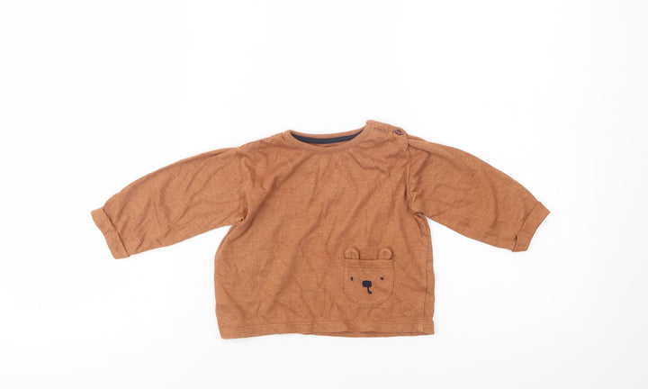 George Baby Brown  Cotton Pullover Blouse Size Newborn Crew Neck Pullover