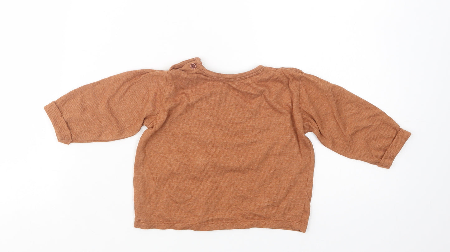 George Baby Brown  Cotton Pullover Blouse Size Newborn Crew Neck Pullover