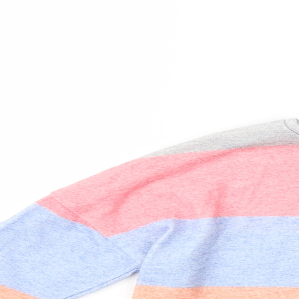 F&F Girls Multicoloured Crew Neck Striped Polyester Pullover Jumper Size 6-7 Years  Pullover