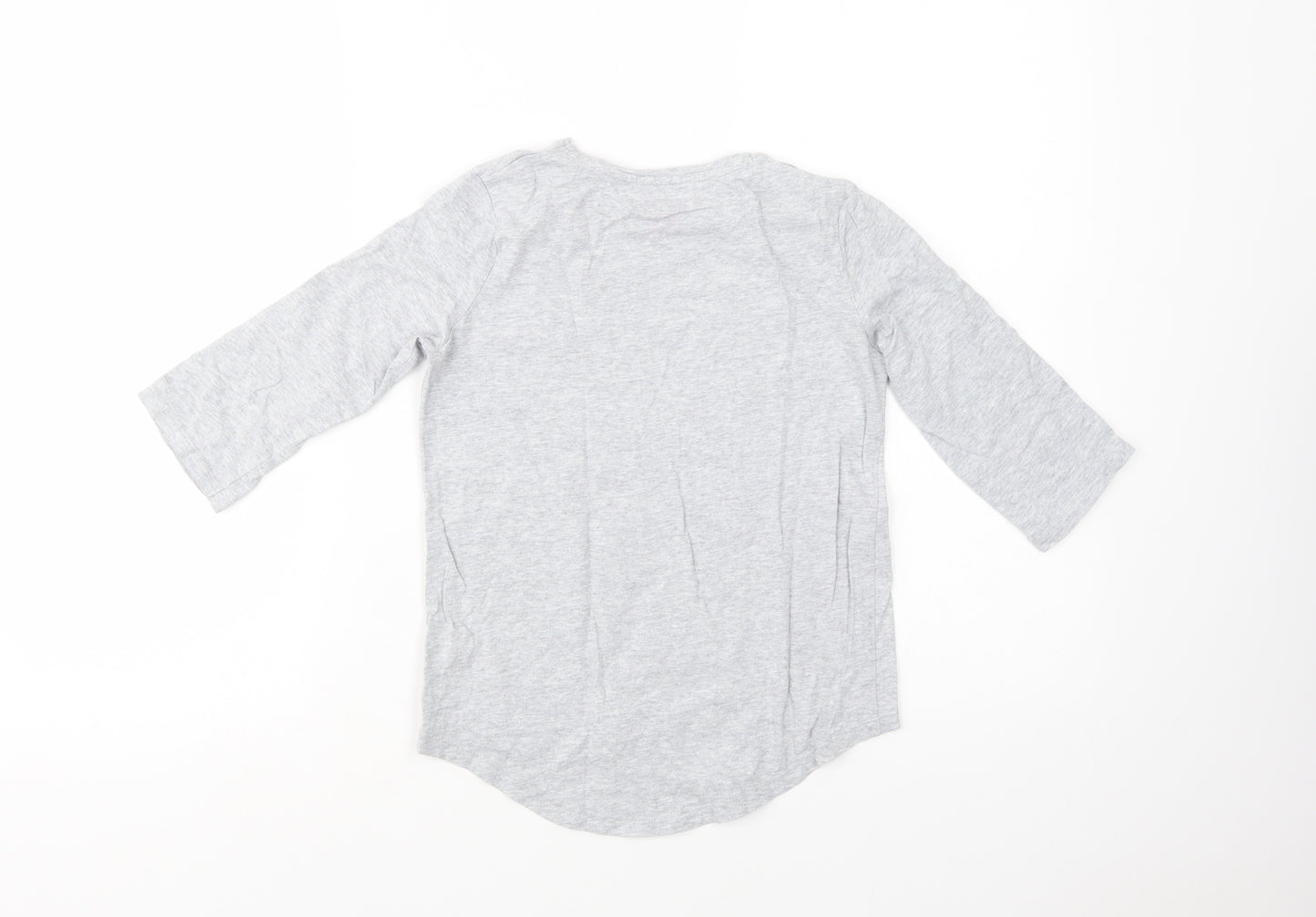 F&F Girls Grey  Cotton Basic T-Shirt Size 9-10 Years Crew Neck Pullover - Butterfly