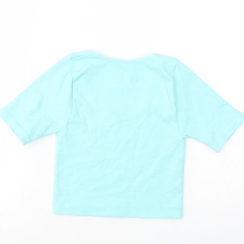 Primark Womens Green  Nylon Cropped Blouse Size 6 Scoop Neck