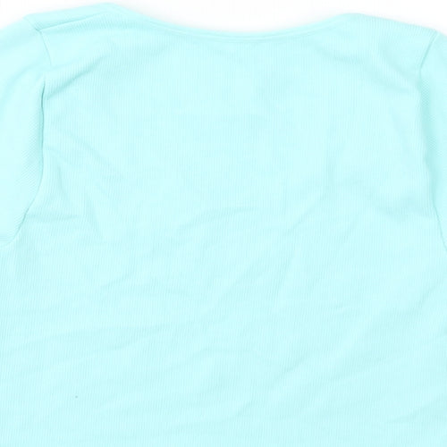 Primark Womens Green  Nylon Cropped Blouse Size 6 Scoop Neck