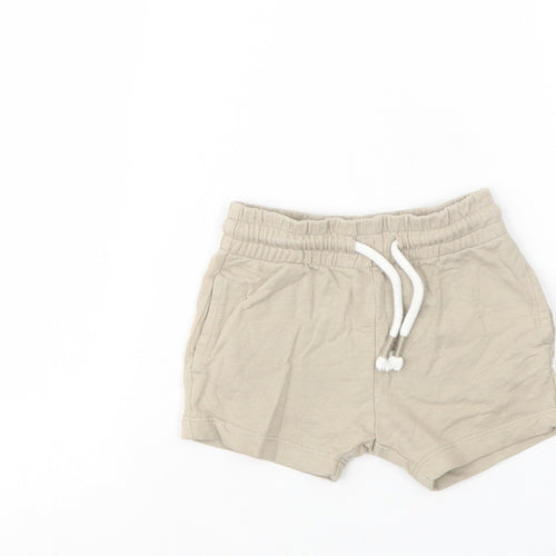 NEXT Baby Beige  Cotton Cropped Trousers Size 6-9 Months  Drawstring