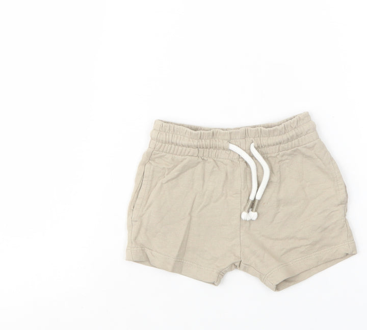 NEXT Baby Beige  Cotton Cropped Trousers Size 6-9 Months  Drawstring