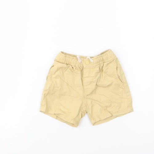 Zara Baby Yellow  Cotton Cropped Trousers Size 9-12 Months  Button