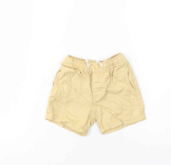Zara Baby Yellow Cotton Cropped Trousers Size 9-12 Months Button