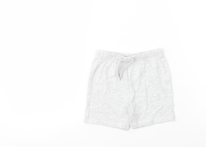 F&F Baby Grey  Cotton Cropped Trousers Size 9-12 Months  Drawstring