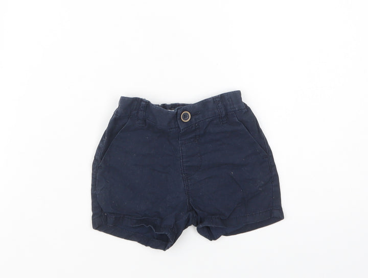 NEXT Baby Blue  Cotton Cropped Trousers Size 6-9 Months  Button