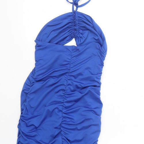 SheIn Womens Blue  Polyester Bodycon  Size S  Halter Tie