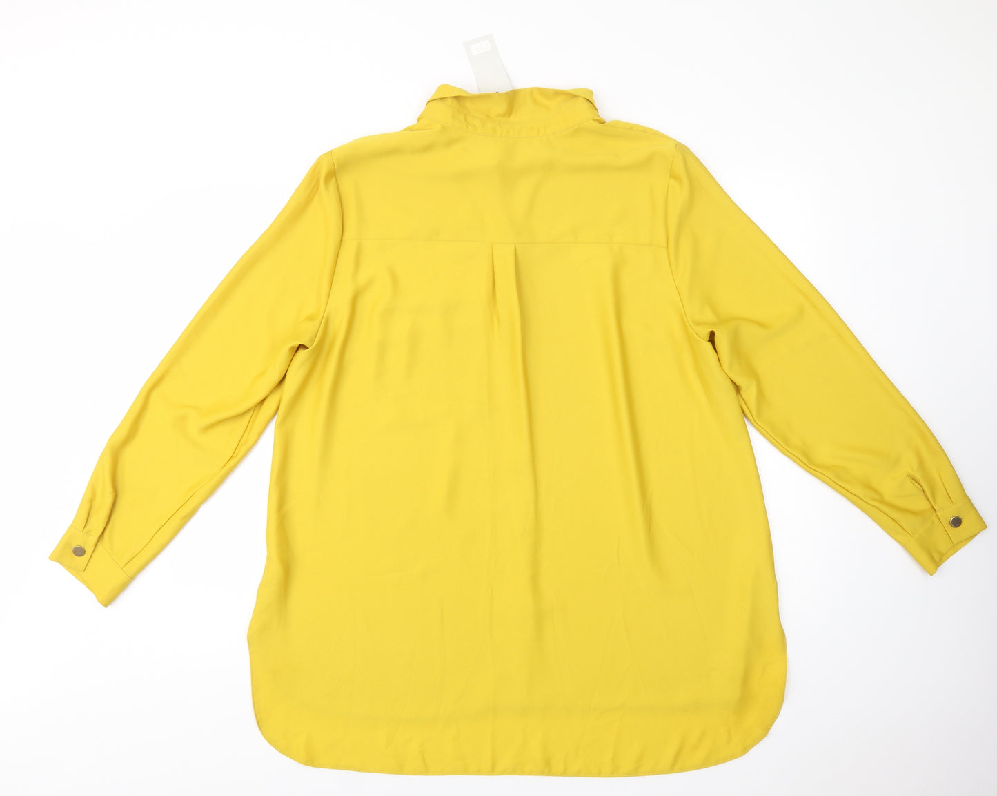 F&F Womens Yellow  Polyester Basic Button-Up Size 20 Collared