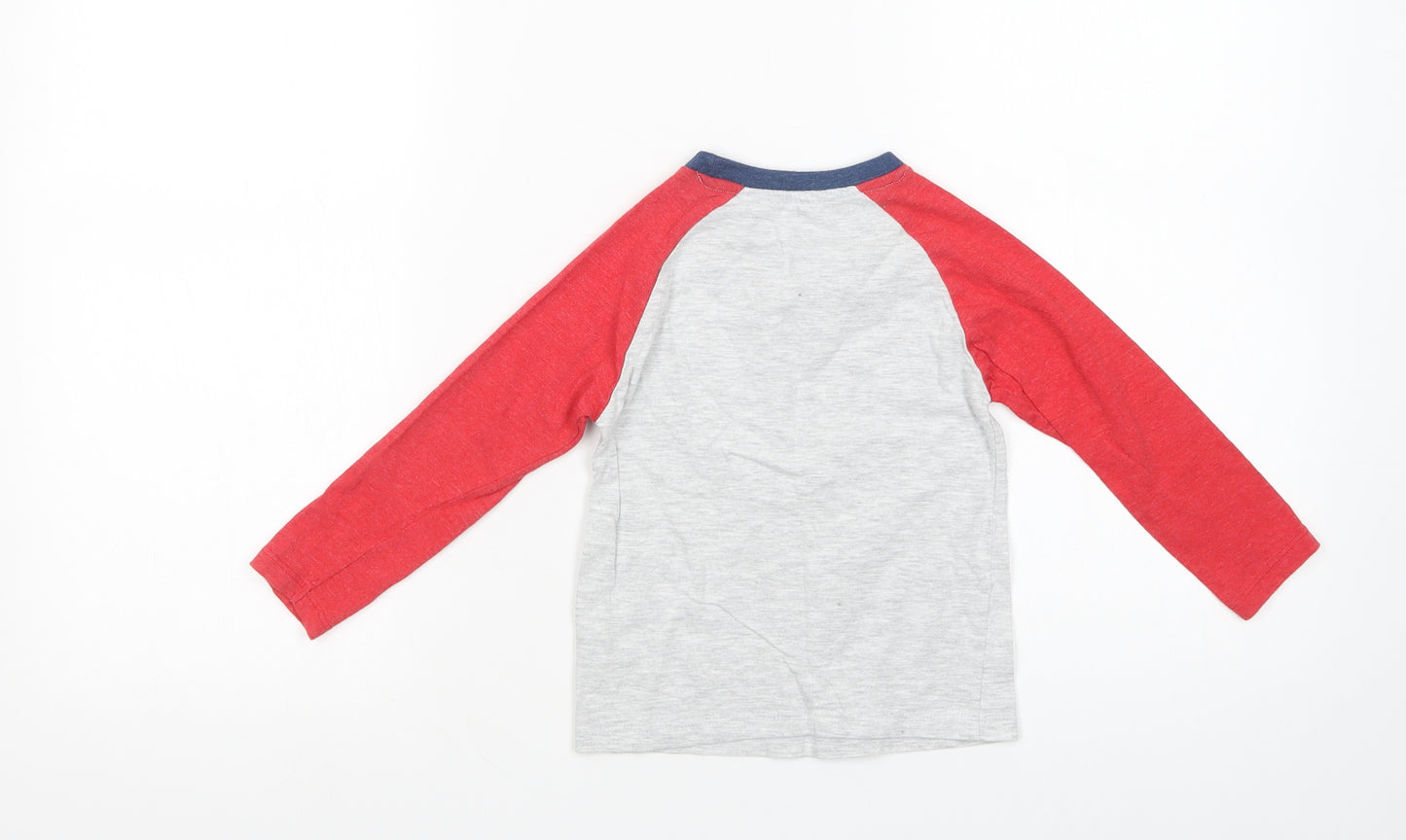 Dunnes Stores Boys Grey Colourblock Cotton Pullover T-Shirt Size 2-3 Years Crew Neck Pullover - Emergency Vehicles