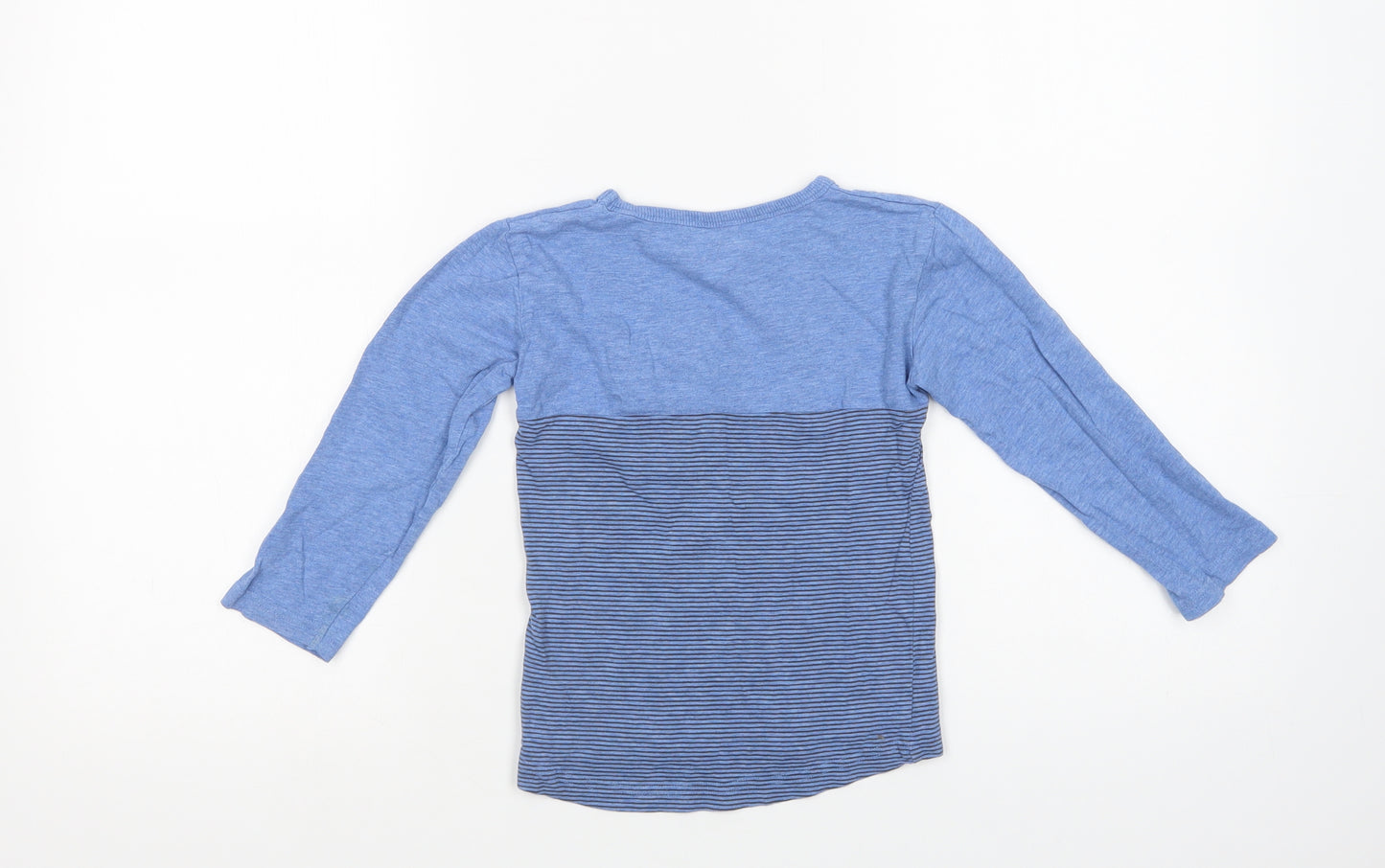 NEXT Boys Blue Striped Cotton Basic T-Shirt Size 2-3 Years Crew Neck Pullover - Cute Monster
