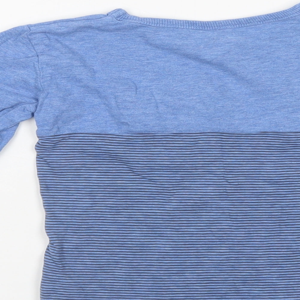 NEXT Boys Blue Striped Cotton Basic T-Shirt Size 2-3 Years Crew Neck Pullover - Cute Monster