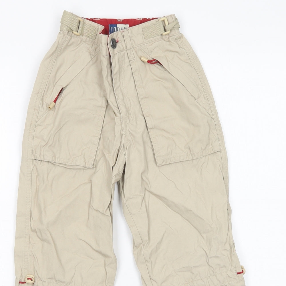 Today Boys Beige  Cotton Cargo Trousers Size 8 Years  Regular Button