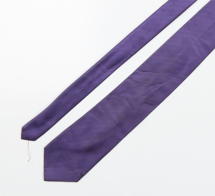 Burton  Mens Purple Striped Polyester Pointed Tie One Size