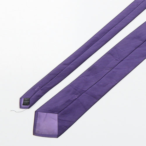 Burton  Mens Purple Striped Polyester Pointed Tie One Size