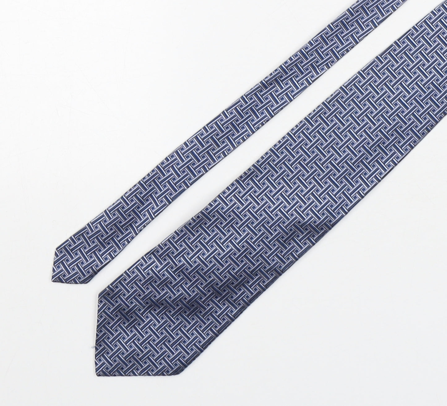 Jonelle Mens Blue Geometric Silk Pointed Tie One Size