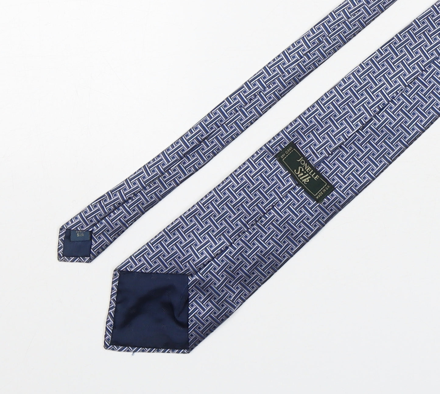 Jonelle Mens Blue Geometric Silk Pointed Tie One Size