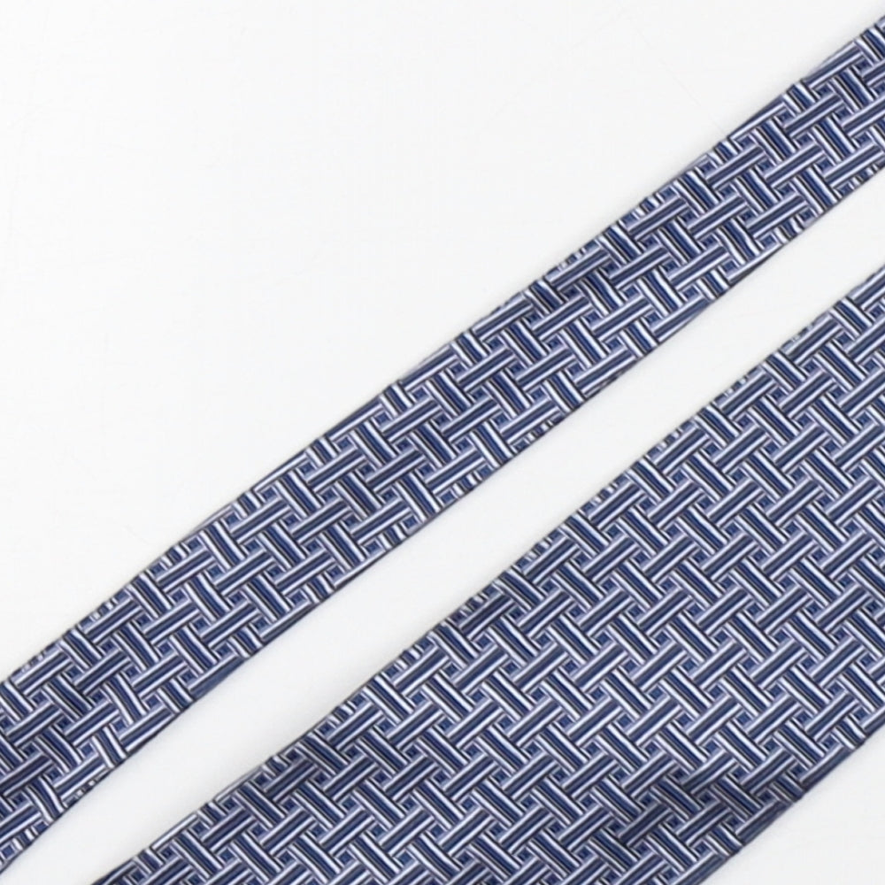 Jonelle Mens Blue Geometric Silk Pointed Tie One Size